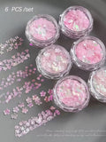 1 Pink Cherry Blossom Glitter Nail Art Heart Flower Butterfly DIY Qme 1 Set