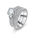 Elegant Wedding Engagement Couple Rings Set 925 Sterling Silver Color Anniversary Accessory With Full Shiny Cubiz Zircon Stone Qme 7