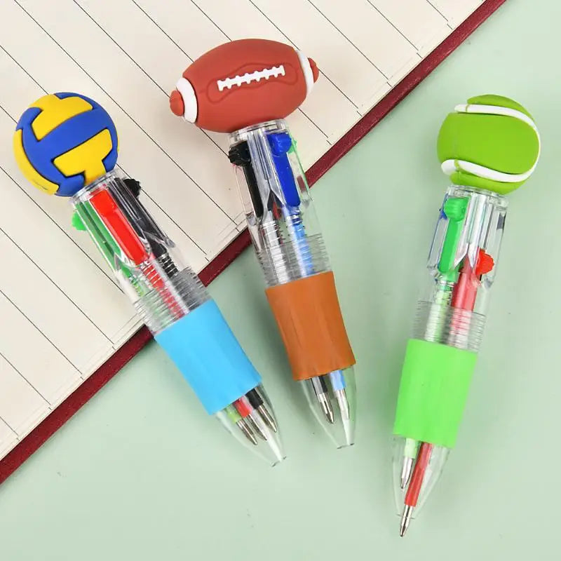 Football Basketball Four Ballpoint Pens Multicolor Ink School Office Qme
