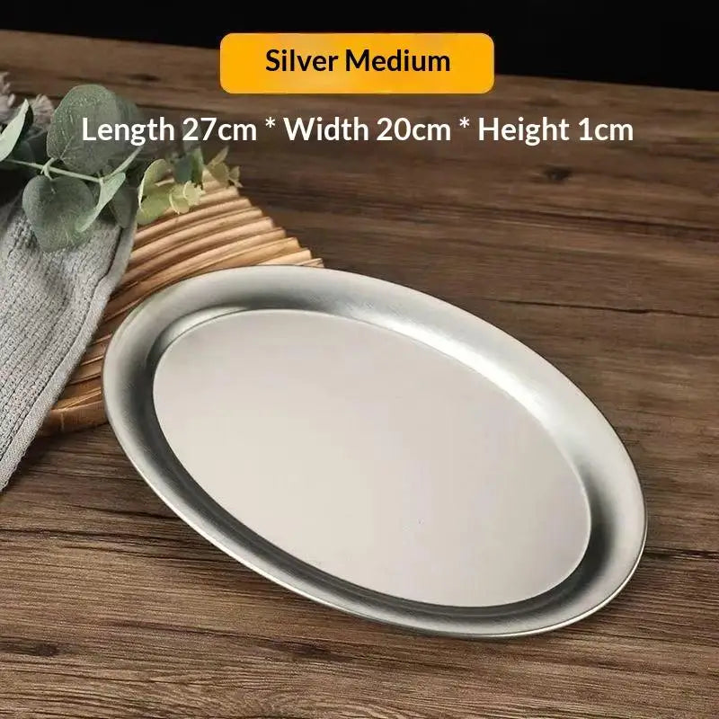 Stainless Steel Oval Fish Plates Household Food Dinner Steamed Qme M