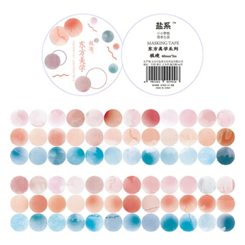 1 roll Watercolor Polka Dot Sticker Junk Journaling Accessories Scrapbooking DIY Color Label Washi Sticker Stationery Suit Qme F