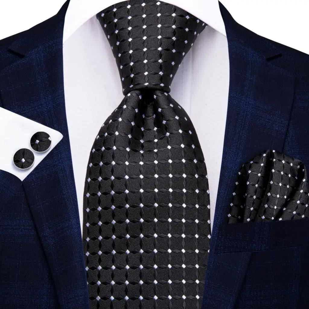 Hi-tie Psialey Black Gold Silk Elegant Tie Men Groom Wedding Necktie