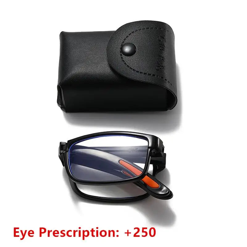 Portable Glasses Men Women Folding Reading Case Anti Blue Light Qme D