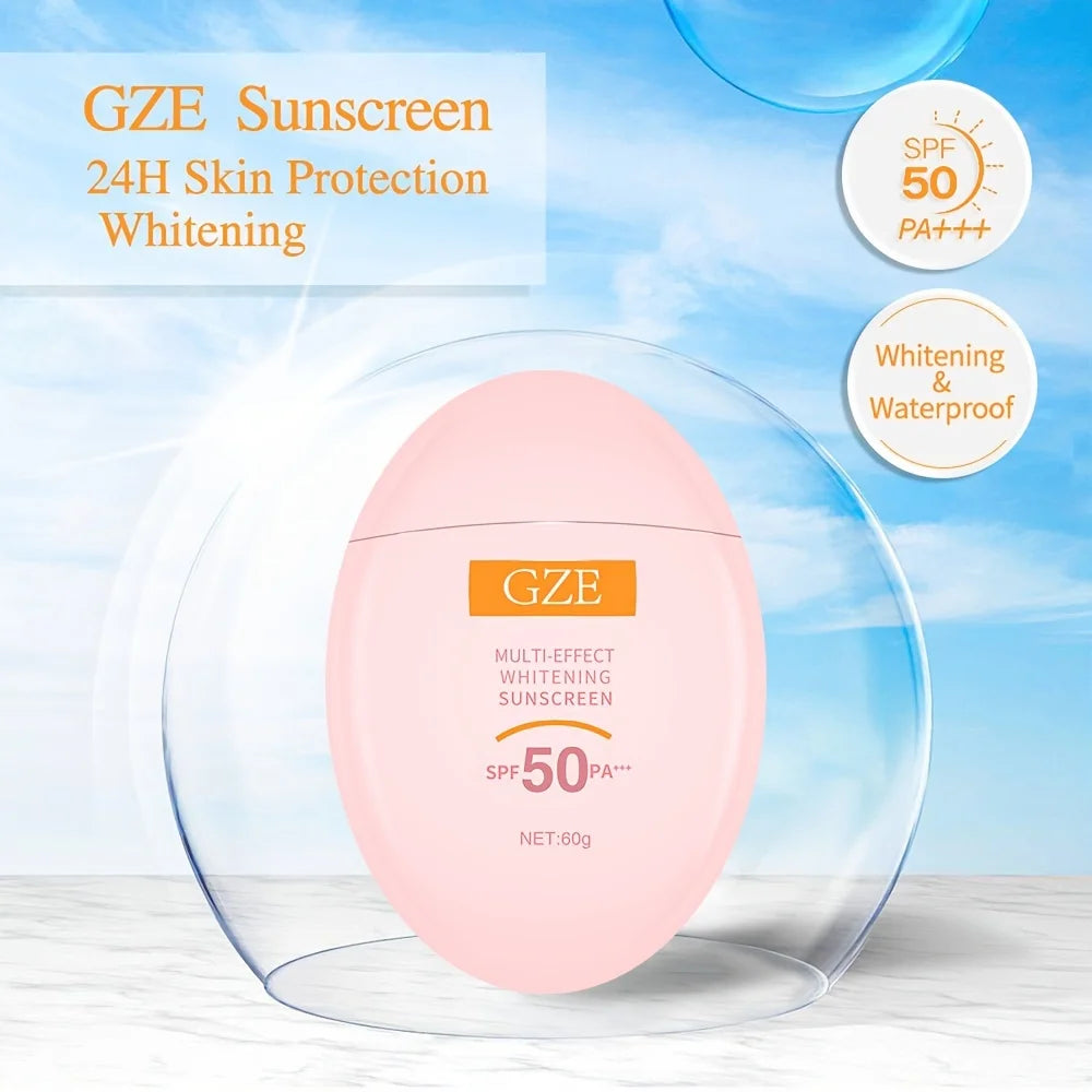 GZE MINERAL SUNSCREEN LOTION: SPF50 Broad Spectrum UVA UVB, Face Neck Protection, Sunburn Cream Zinc Oxide Sensitive Skin PA+++ Qme