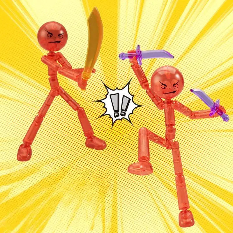 Novelty Action Figure Stickman Assembled Robot Movable Multi-jointed Qme A6