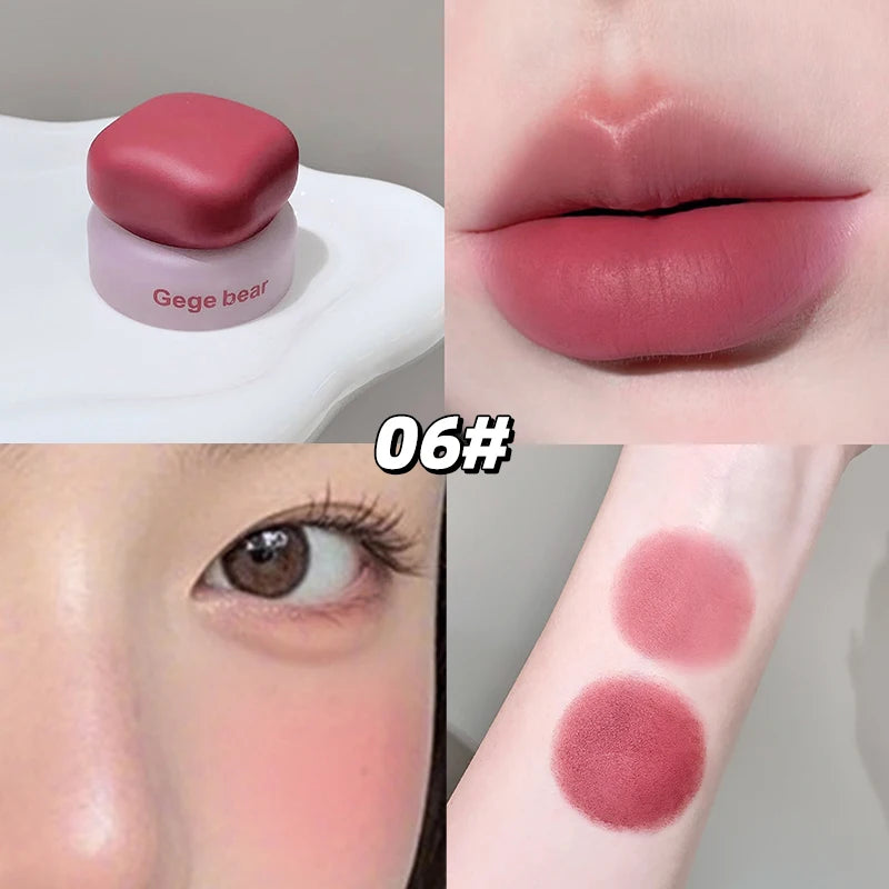 Gege Bear Mousse Lip Cheek Balm Korean Matte Blush Tint Versatile Qme GX1376-6