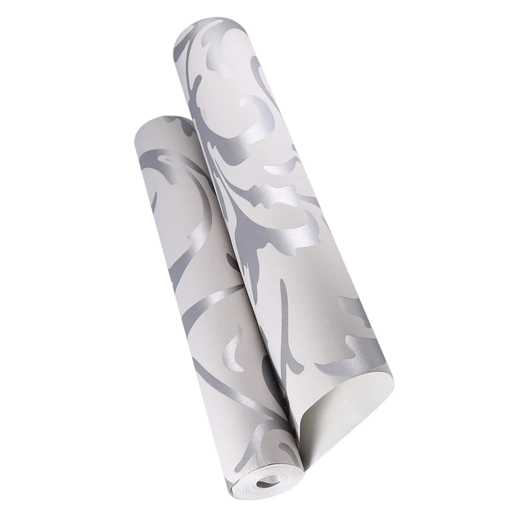 Silver Wallpaper Vertical Wallpaper Embossed Wallpaper Luxury Embossed Nonwoven Bedroom 3D Vertical Wallpaper Home Decor Qme