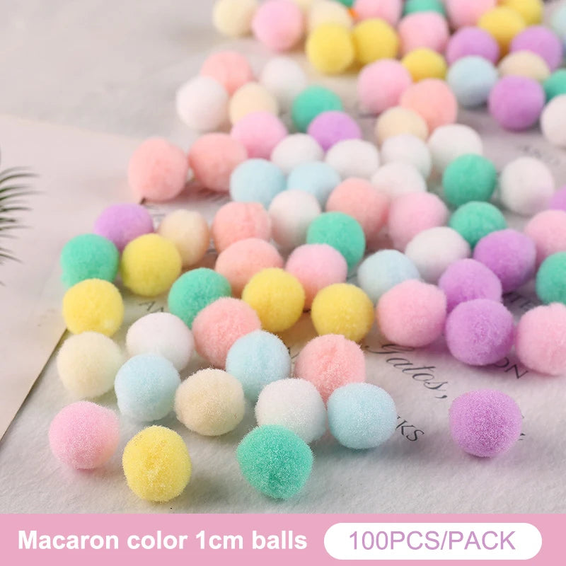 Lot Macaron Pompom Fluffy Ball Coloful Plush Handmade Craft Hairband Qme A5