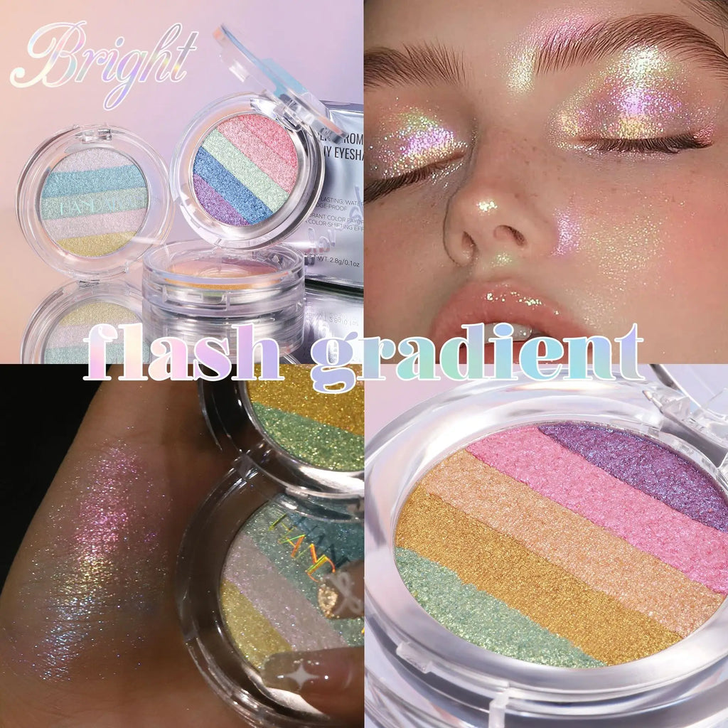 Colorful Highlighter Eyeshadow Palette Chameleon Pearl Texture Face Qme