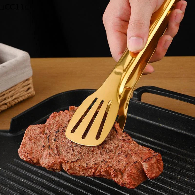 Stainless Steel Food Tongs Barbecue Meat Salad Steak Serving Clip Qme