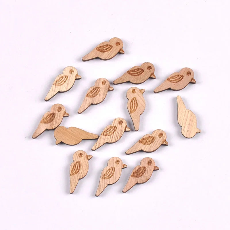 20Pcs 10-25mm Vintage Mix Pattern Bee/Cat/Mushroom/Diamond Wood Pendant Crafts DIY Scrapbook Handmade Supplies Hanging Ornaments Qme 14