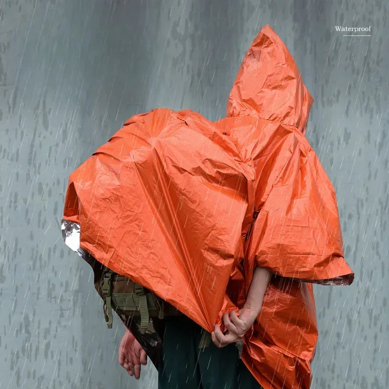 Emergency Poncho, Waterproof Raincoat, Rainwear Blanket, Cold Insulation, Survival Camping Equipment, Men Waterproof Qme