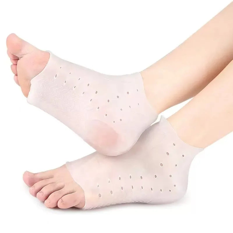 1pair Perforated Heel Cover Soft Shock Absorption Slow Pressure Qme WHITE