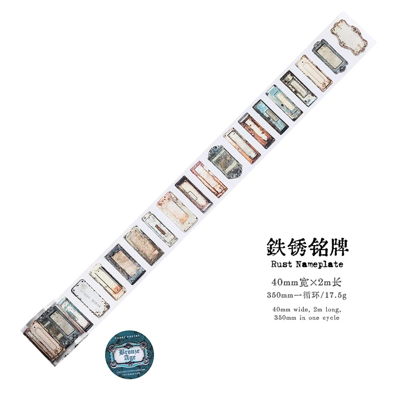 2M/Rolls Vintage Label Sticker PET Tapes Junk Journal DIY Scrapbooking Planners Collage Decor Office Creative Stationery Tape Qme F