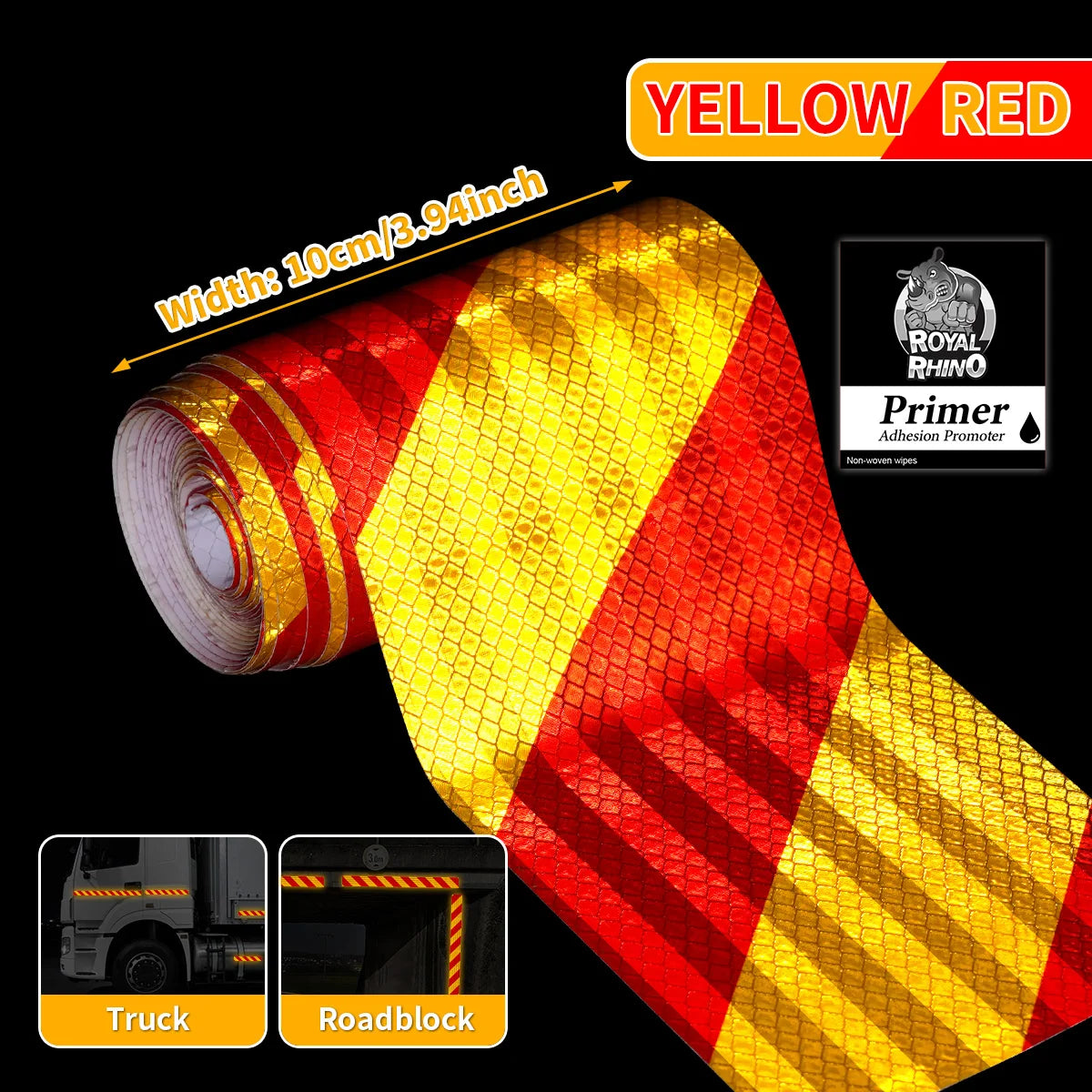 High Visibility Twill Reflective Tapes PET Material 10cmX1/3/5/10M Safety Warning Tapes Waterproof Self-adhesive For Cars DIY Qme YELLOW RED 1M 10CM