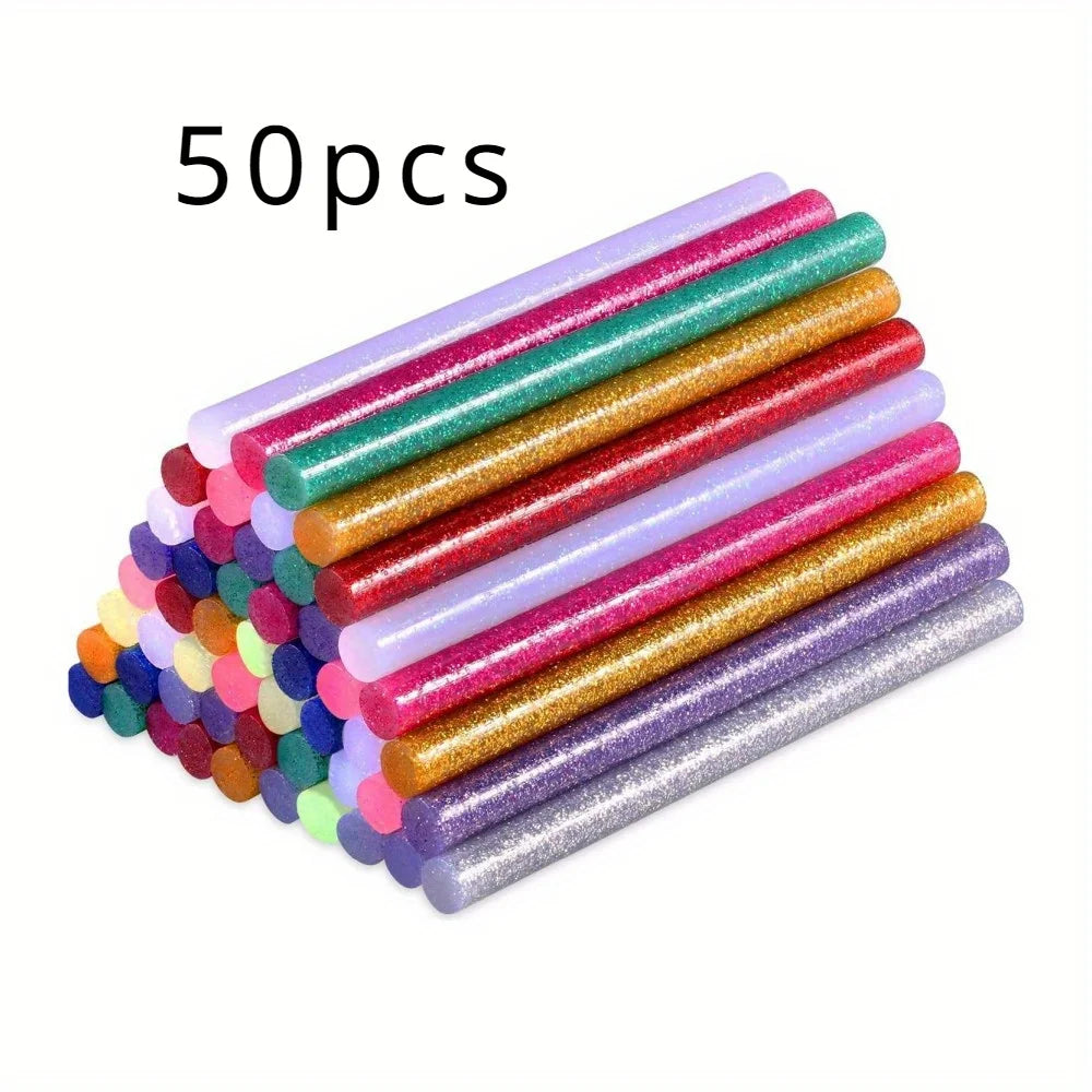 50pcs Hot Glue Sticks 7mm X 100mm For 20W-30W Mini Hot Melt Glue Gun Qme Multi color