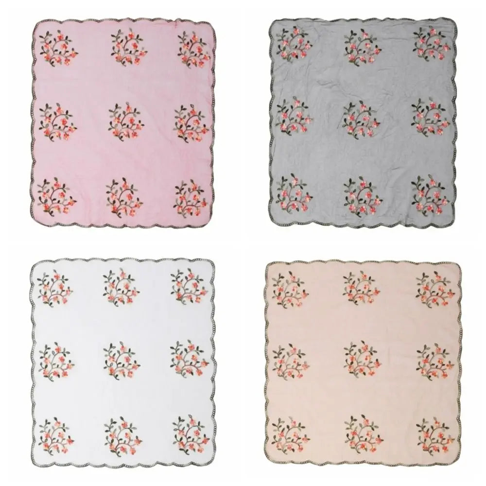 Elegant Ethnic Plum Blossom Scarf Thin Lace Square Headkercheif Hijab Qme