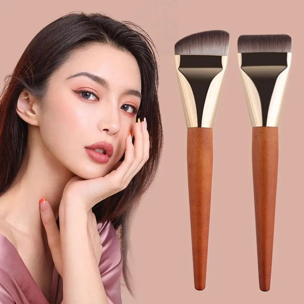 Flat Foundation Brush Liquid Makeup Ultra Thin Face Angled Blending Qme