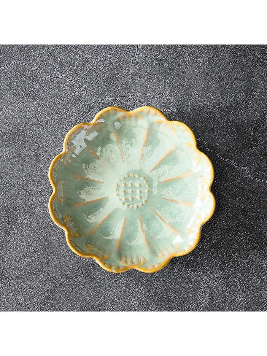 Ceramic Petal Shaped Jewelry Tray Simple Irregular Plate Storage Qme J