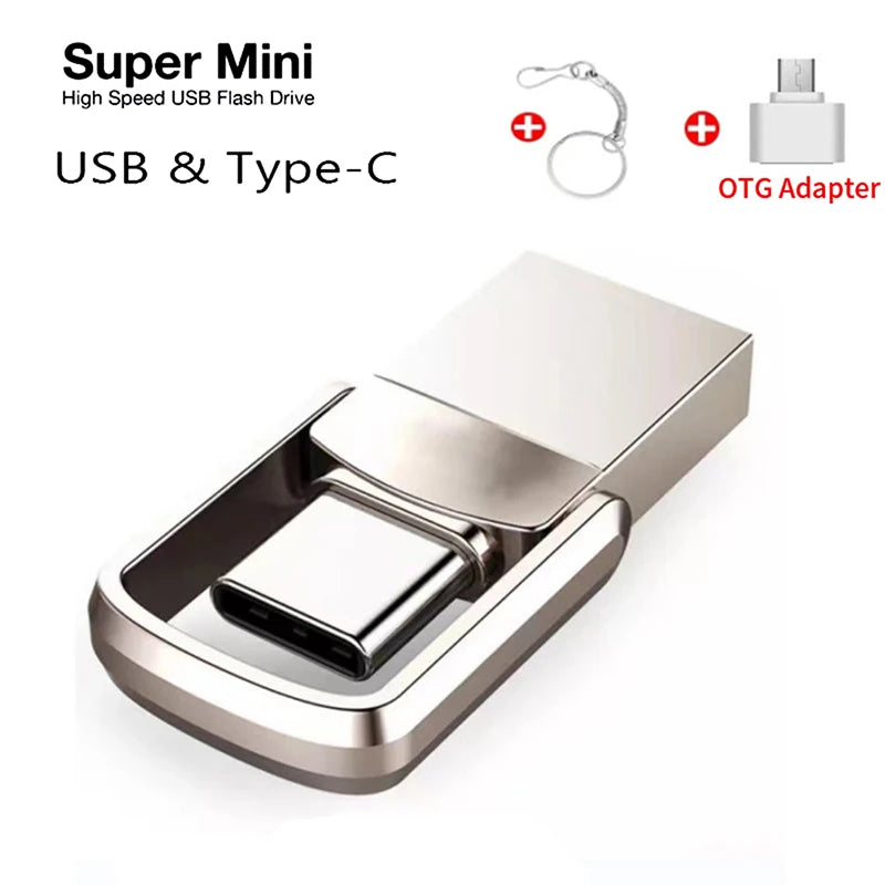 USB Flash Drive 3 0 2TB Dual Pendrive OTG TYPEC Memory Stick Pen Qme