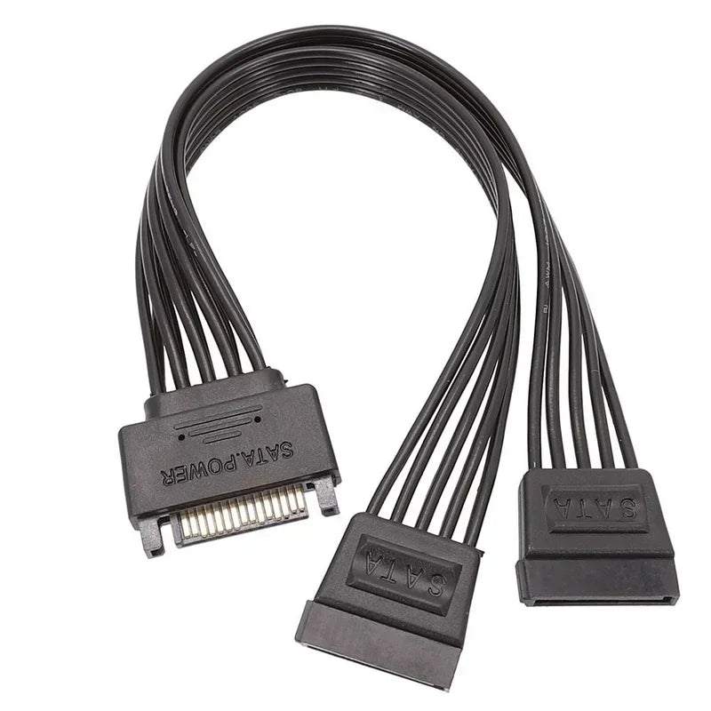 2pcs 15Pin SATA Splitter Adapter Converter Power Supply Cable Cord for 1 To 2/3/4/5 - Port PC Computer Hard Drive 4Pin 18AWG Qme