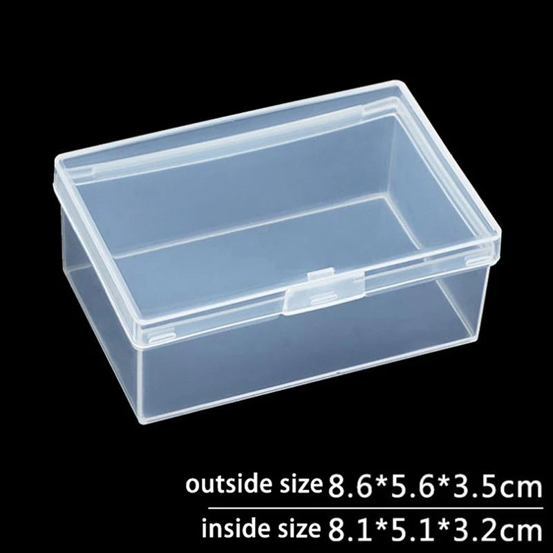 ^1PC Transparent Plastic Box Rectangular Hardware Classification Box With Lid Storage Electronic Parts With Lid Collection Box Qme