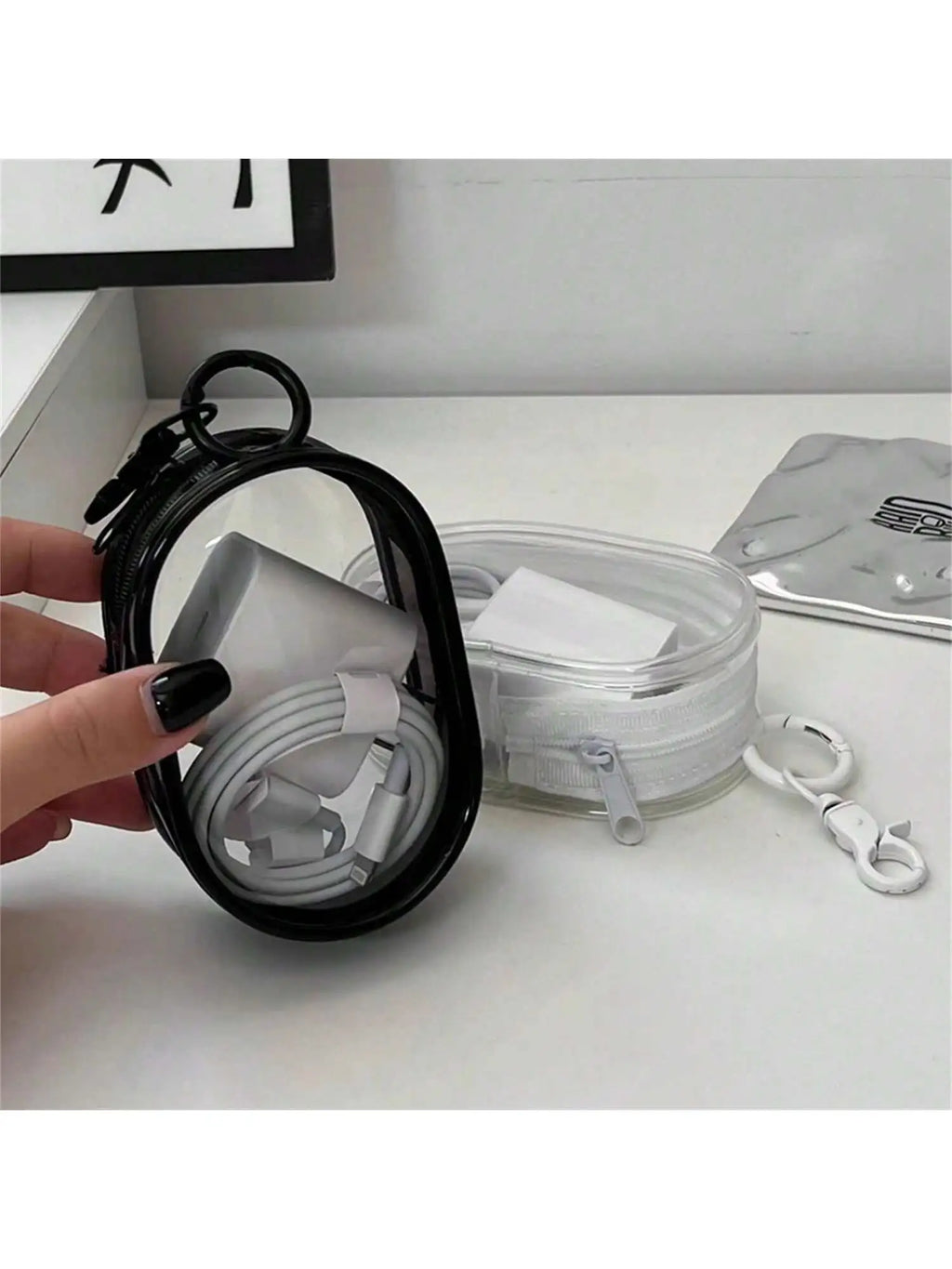 Transparent Data Cable Storage Bag Travel Outdoor Use Digital Qme