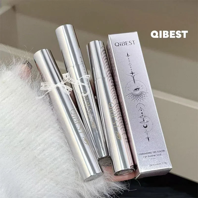 QIBEST Eye Shadow Stick Shimmer Glitter Brown Color Dimensional Natural Without Taking Off Makeup Eye Cosmetic For Women Gift Qme