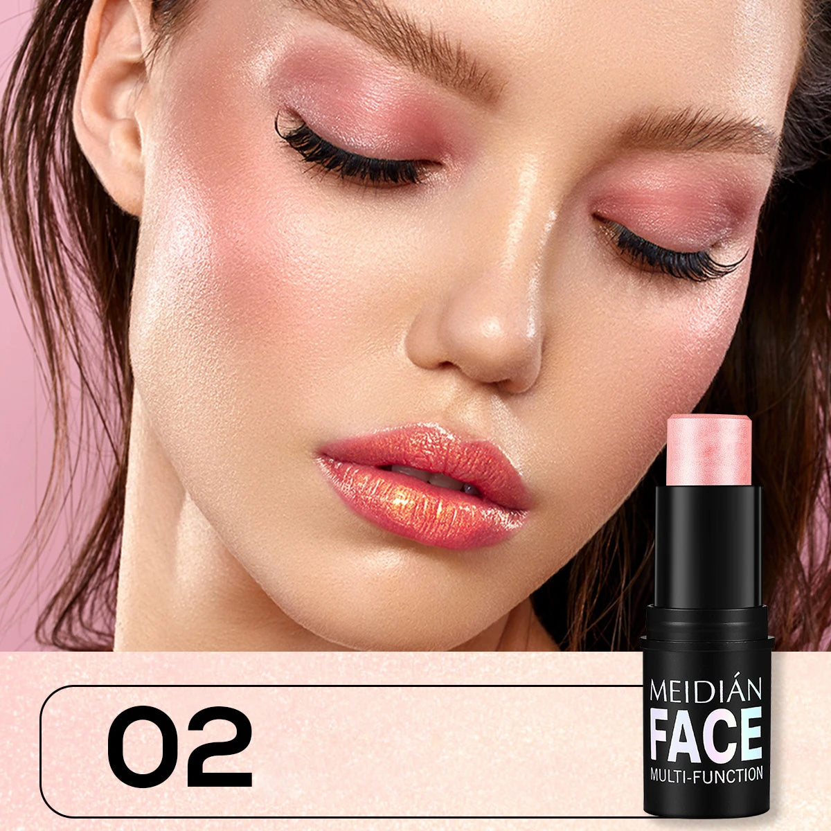 Six-color Blush Lip Cheek Dual-use Stick Makeup Contour Natural Nude Qme 02