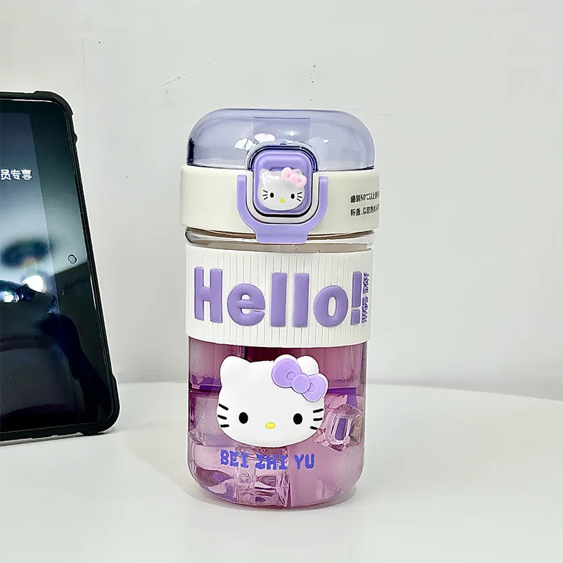 Hello Kitty Straw Cup Summer Portable Shock-Resistant Travel Cup Student-Friendly Sports-Grade Heat-Resistant Plastic Cup Qme 2 450mL