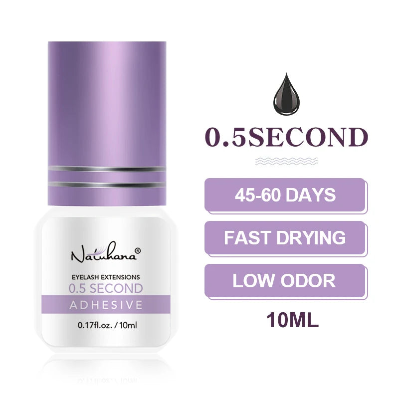 NATUHAHA Lot Eyelashes Glue Fast Drying Long Lasting Lashes Adhesive Qme 0.5S 10ml x 5pcs