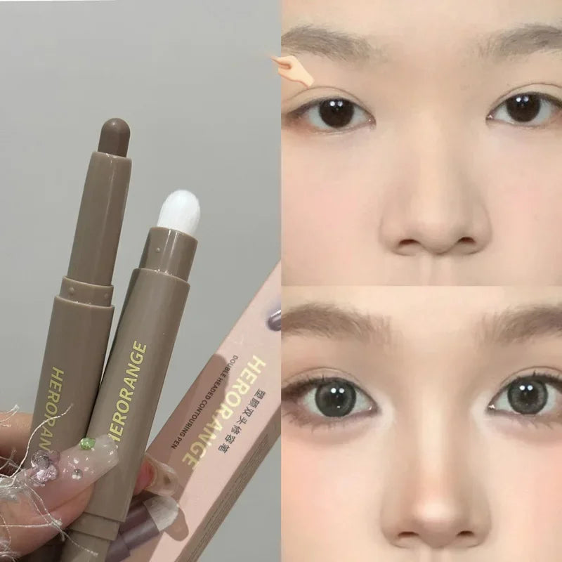 Nose Shadow Bronzers Contouring Makeup Pen Natural Grey Brown Three-dimensional Face Matte Shadow Stick Cream Contour With Brush Qme