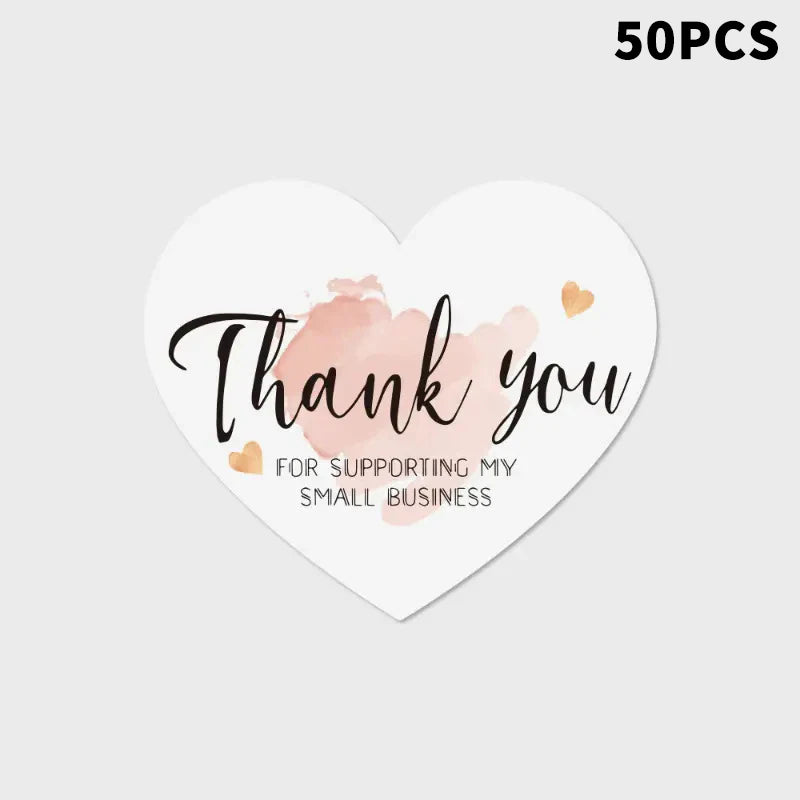 5Styles Pink Heart Shaped Thank You Tags Gift Box Packaging Box Seal Party Supplies Qme A1