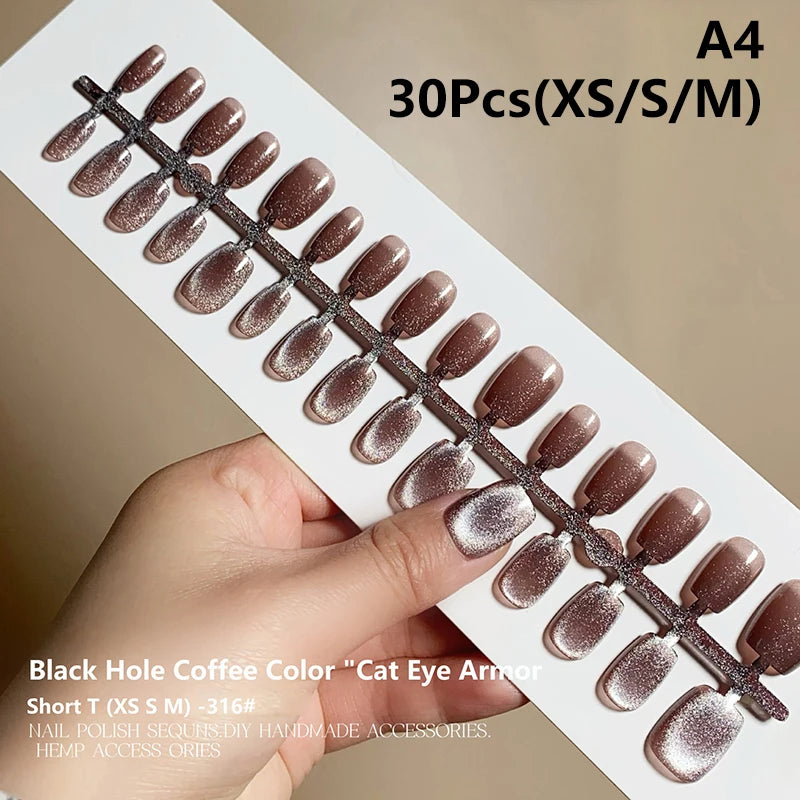 Cat Magnetic Press Nail Pretty Fake Nails Detachable Full Tips Qme A4