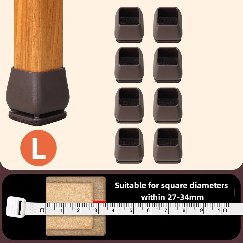 8/16PCS Chair Leg Protector TPE Diagonal Leg Table and Chair Floor Protection with Felt Furniture Leg Cover Furniture Sliders Qme Square Brown L 16pcs