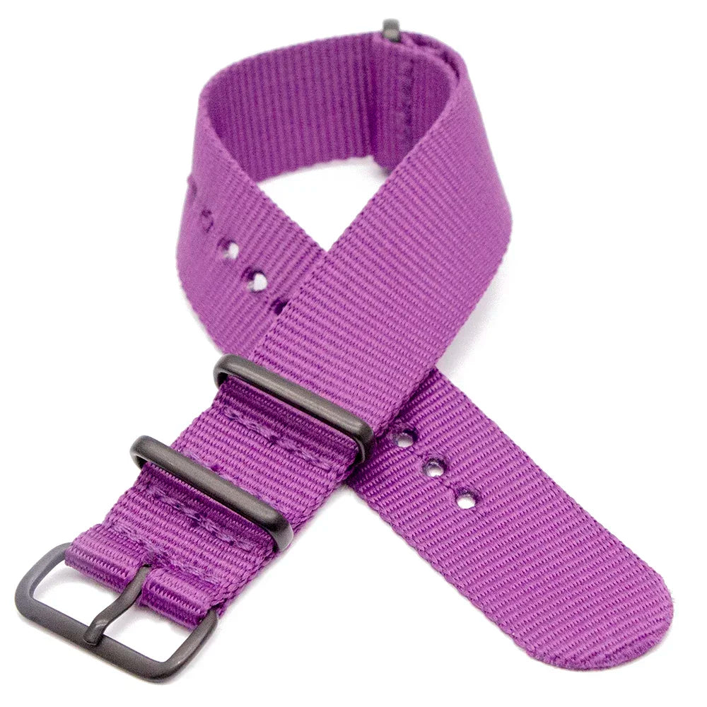 Sports Watch Band Nylon Strap Stainless Steel Black Frosted Buckle