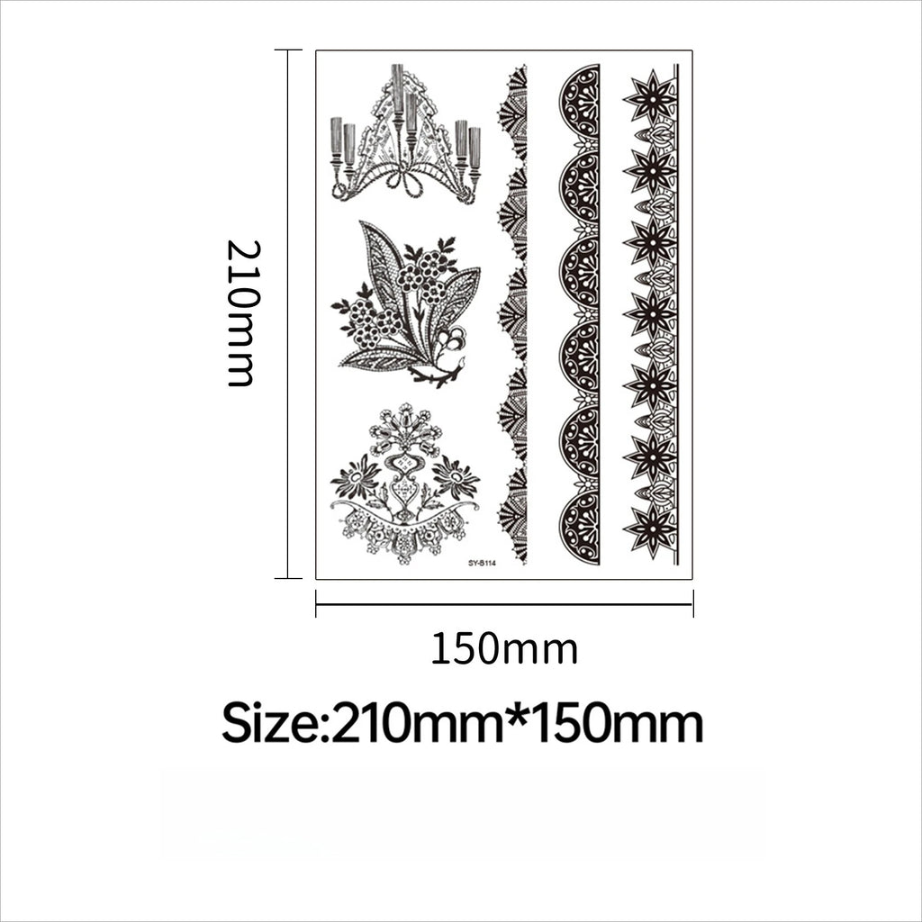 A 4/8 Water Transfer Stickers Mandala Henna Tattoo Stickers Fake Instant Henna Temporary Tattoo Indian Mehndi Flower Waterproof Qme