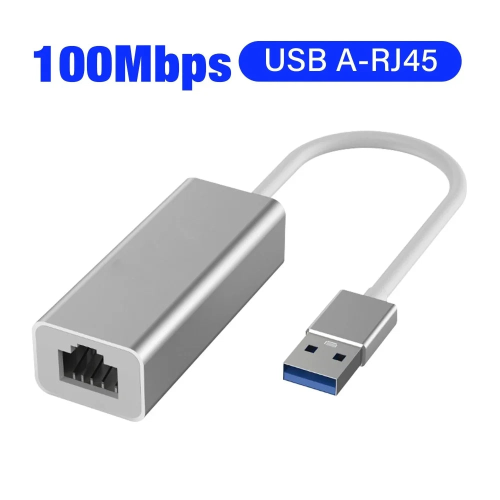 USB Type C Ethernet Adapter Network Card USB Type-C To RJ45 100/1000Mbps Lan Internet Cable For MacBook PC Windows XP 7 8 10 LUX Qme USB Silver 100Mbps