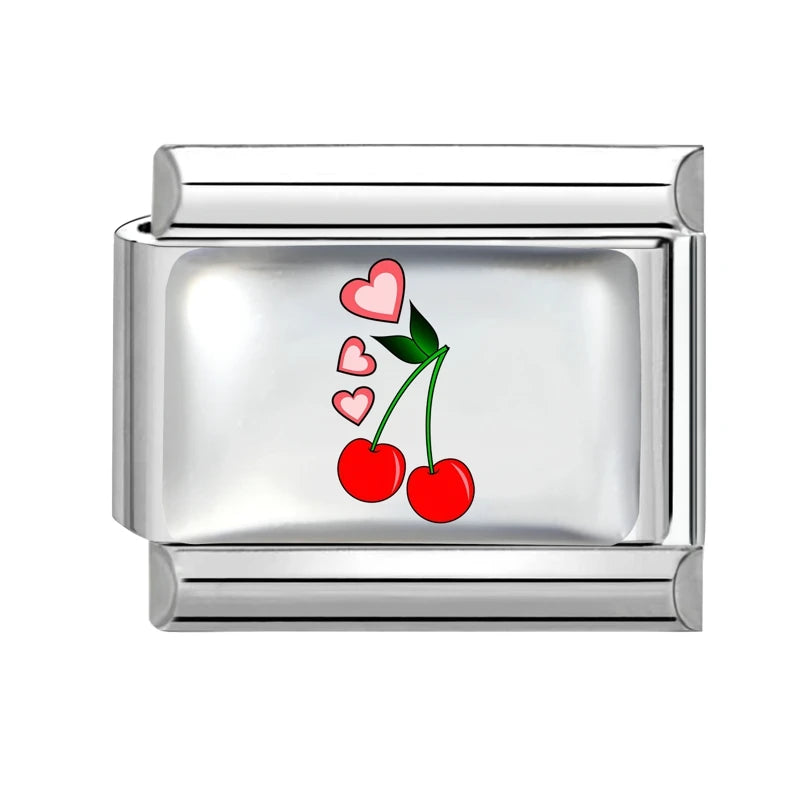 New Y2K Red Series Colorful Love Heart Gift Sun Star Italian Charm Link fit 9mm Stainless Steel Jewelry DIY Making Bracelet Gift Qme Style 8