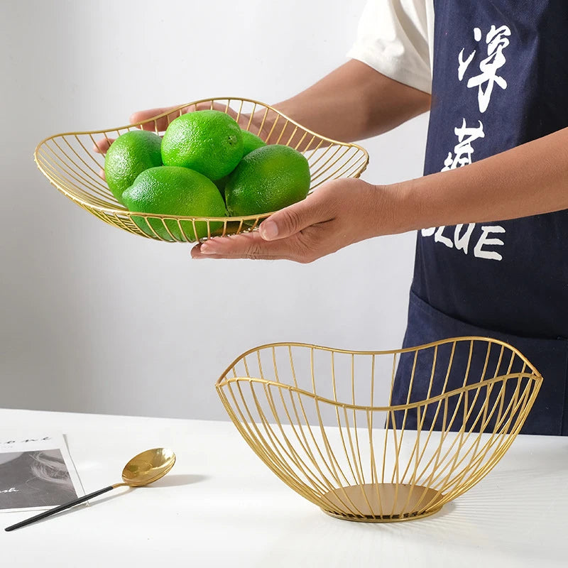 Iron Fruit Basket Container Bowl Home Creative Drain Display Table Qme