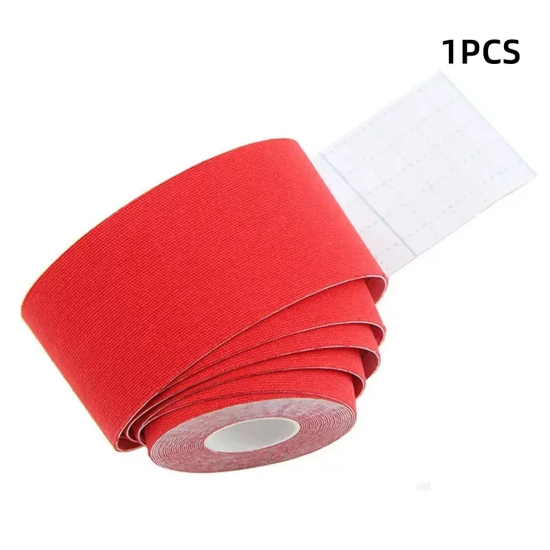Sports Kinesio Tape Muscle Kinesiology Elastic Knee Pain Relief Strain Patch Athletic Recovery Stickers Fitness Bandages Qme Red-1pcs