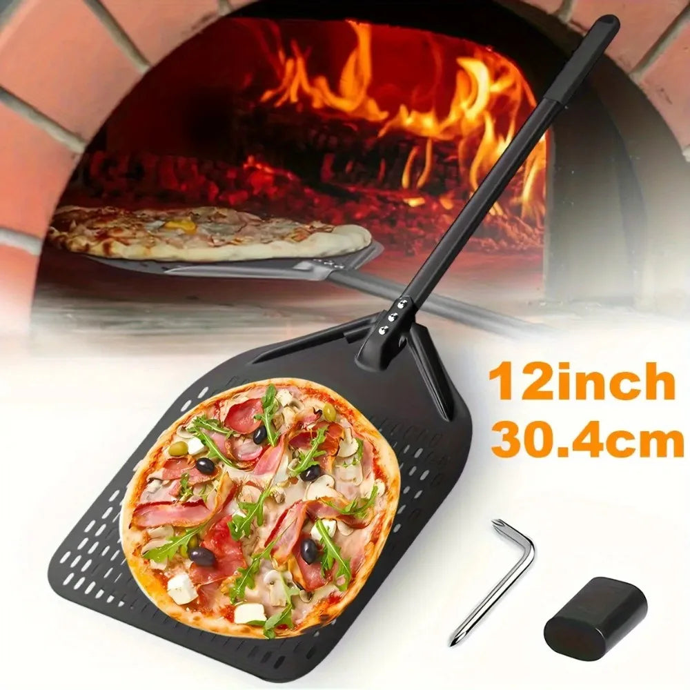 Stainless Steel Pizza Peel Perforated Non Slip Professional Oven Tool Qme
