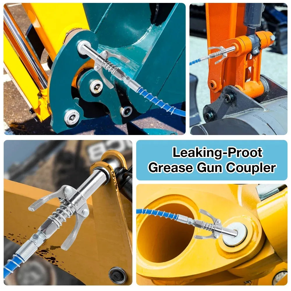New 10000PSI Grease Gun Coupler Nozzle Hose Pump Syringe NPTI/8 Oil Pump Release Grease Nozzle Injector for Car Repair Tool Qme