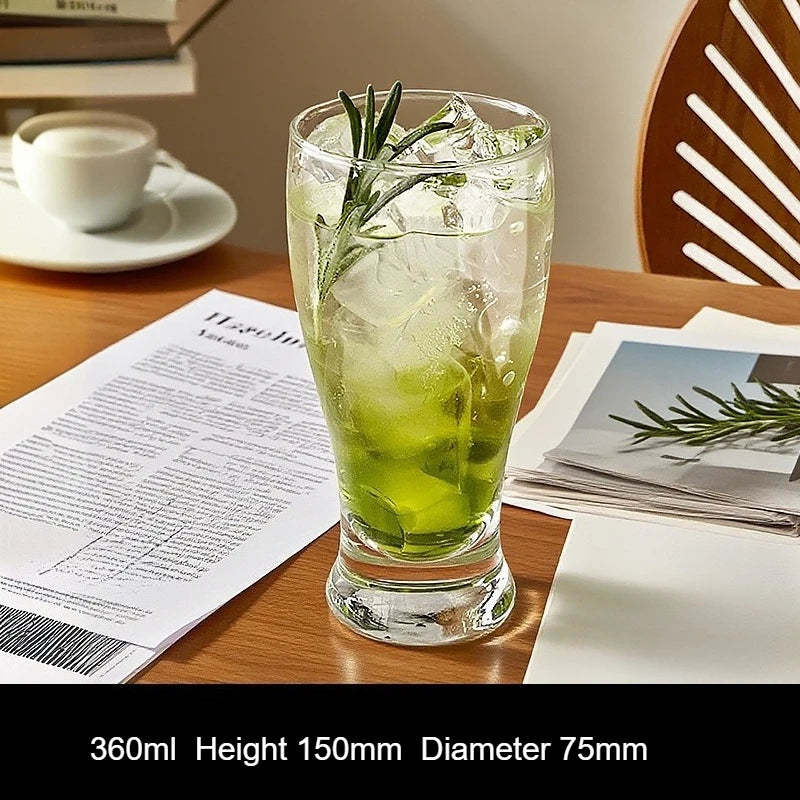 Large Capacity Transparent Wide-mouth Glass Iced Americano Coffee Cup Qme Thick-bottomed glass 401-500ml