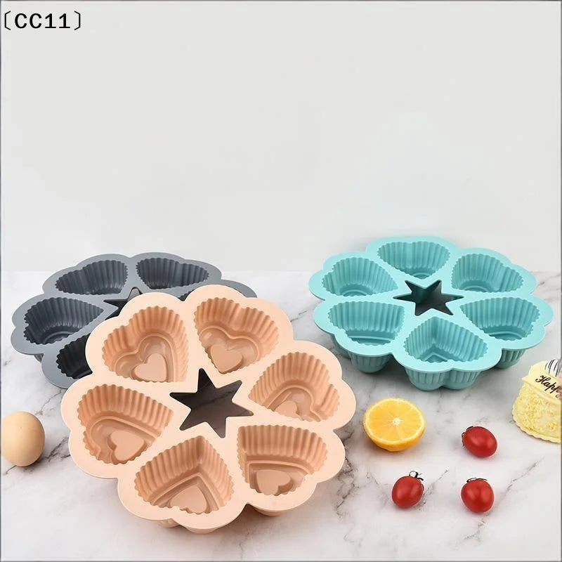 Silicone Heart-shaped Cake Mold Food-grade Non-stick Baking Tray DIY Qme