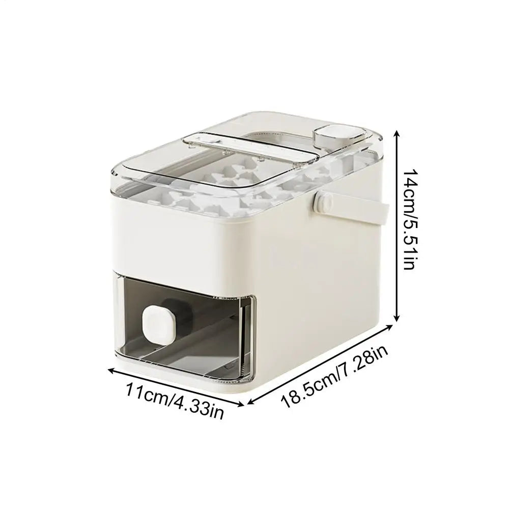 Ice Tray 56-Cavity Reusable Double-Layer with Press Lid Ice Tray With Box for Whiskey Bourbon Chilling Cocktails Coffee Wine Qme CN Beige
