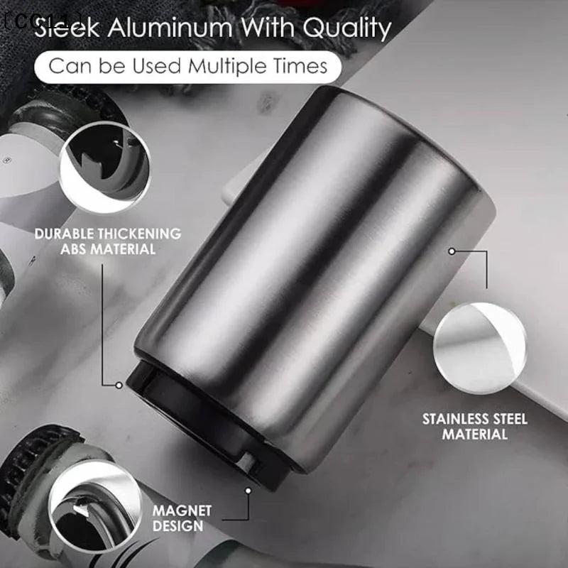 Automatic Stainless Steel Beer Bottle Opener Magnet Push Down Wine Qme