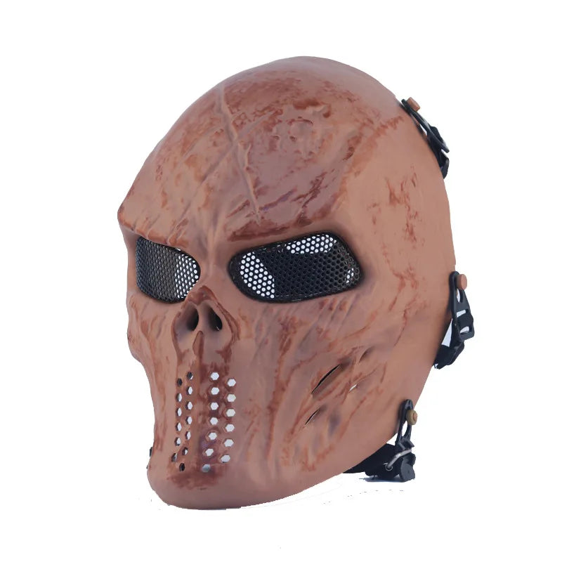 Men's Skull Warrior Mask Cool Camouflage Party Cosplay Accessory Unique Birthday Gift for Boyfriend Horror Game Party Decoration Qme Brown Skull
