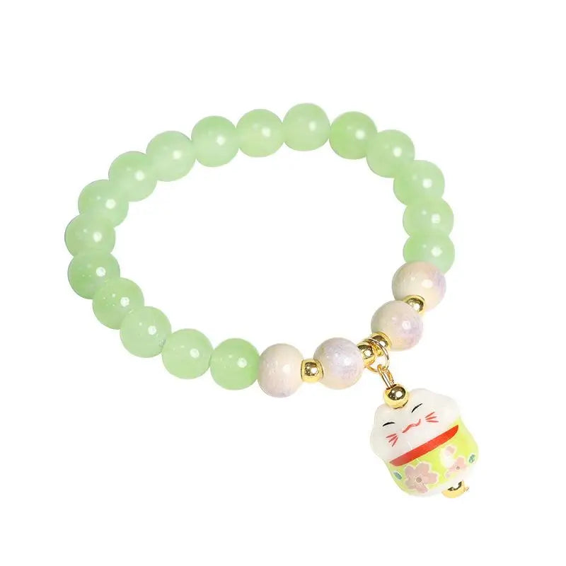 Boho Fortune Cat Charms Bracelet For Women Stretch Wire Couple Bracelet Jewelry Accessories Gifts Qme