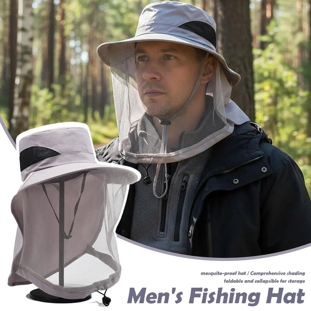 Mosquito Net Hat Fishing Sun Protection Outdoor Hiking Gardening Men Qme